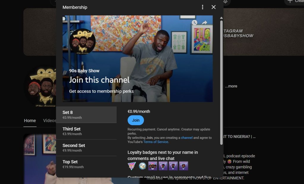 multiple tiers membership example